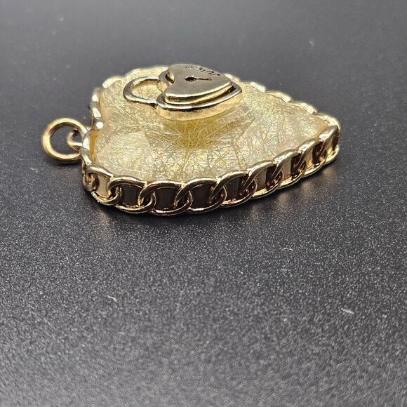 Vintage Juicy Couture Pendant Layered Crystal Heart Lock Gold Tone Trim Y2K - Picture 4 of 9